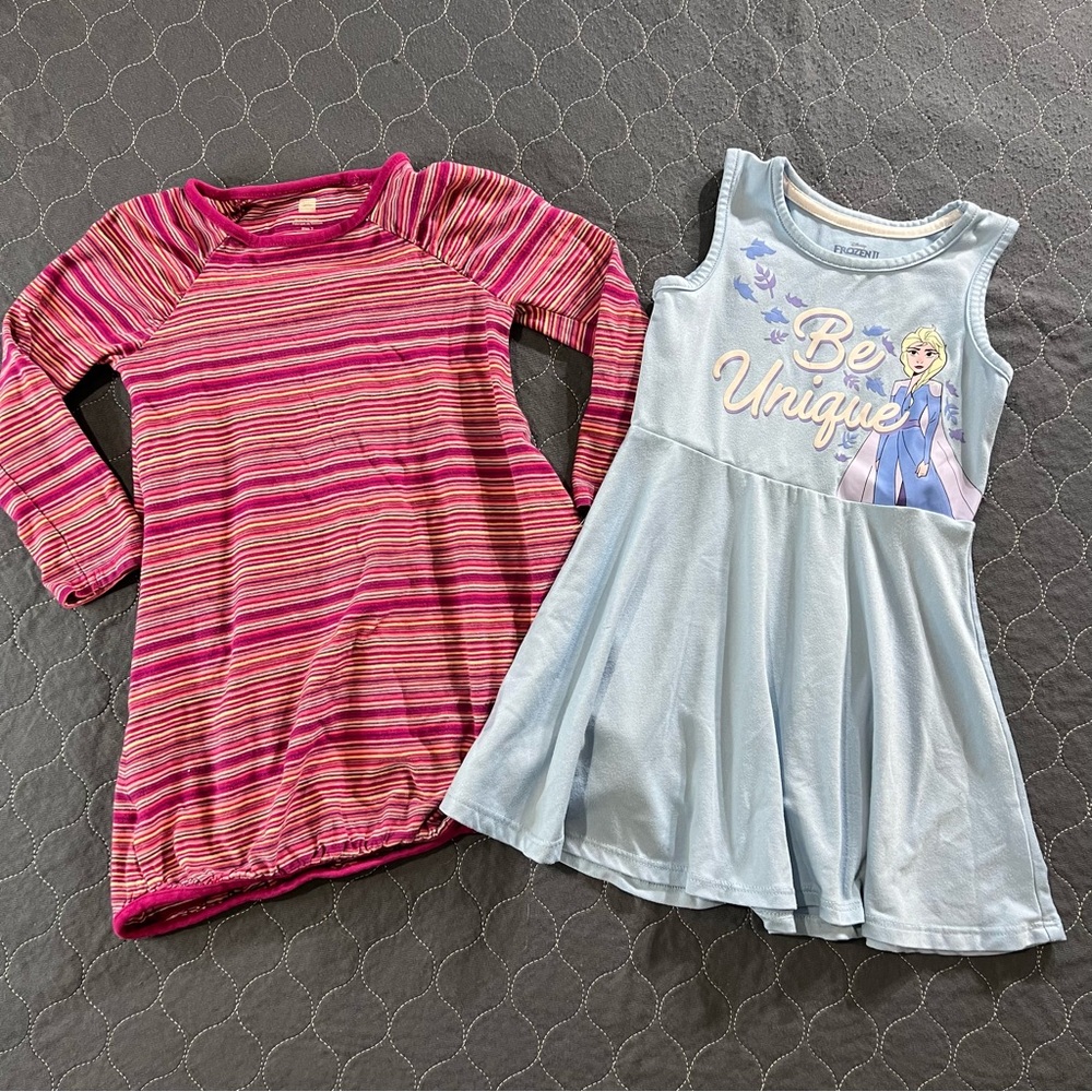 Tea Collection Pink and Yellow Striped and Elsa Tank Dress Set for Kids